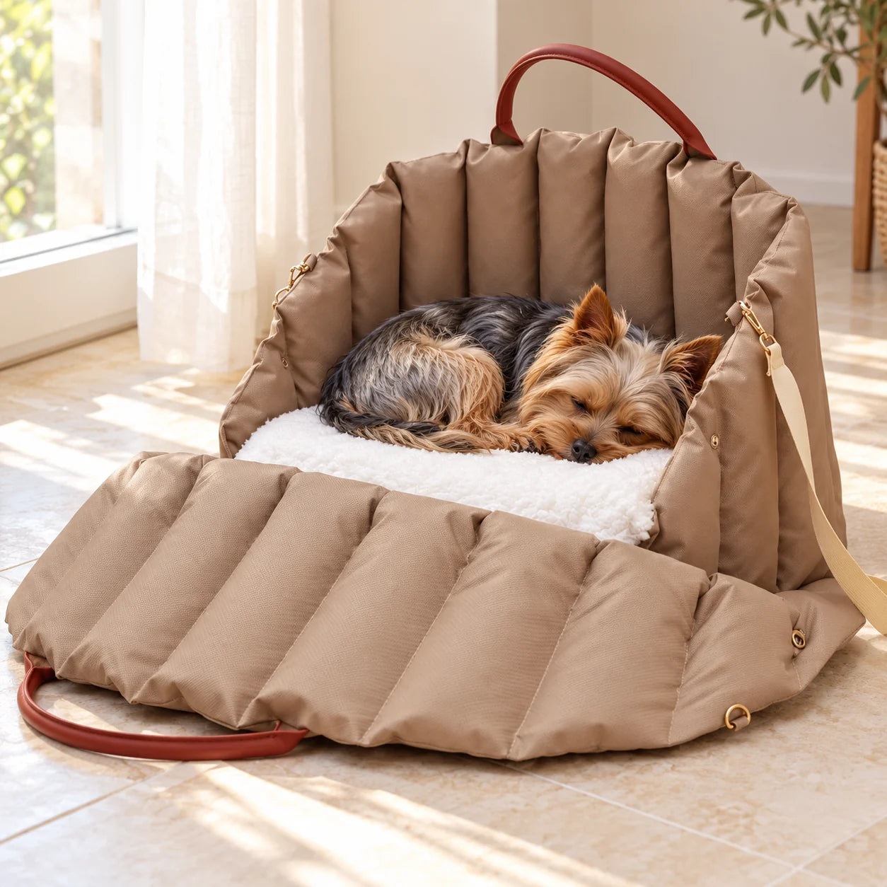 A small dog resting in the Cozy Nest